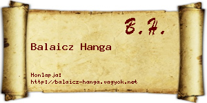 Balaicz Hanga névjegykártya